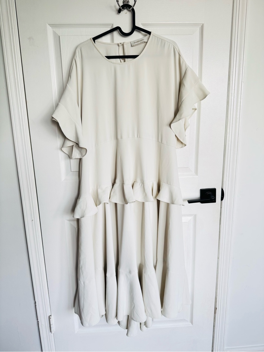 Zimmermann Ivory Ruffle Midi Dress Size 3 Flutter Sleeve Tiered Dress